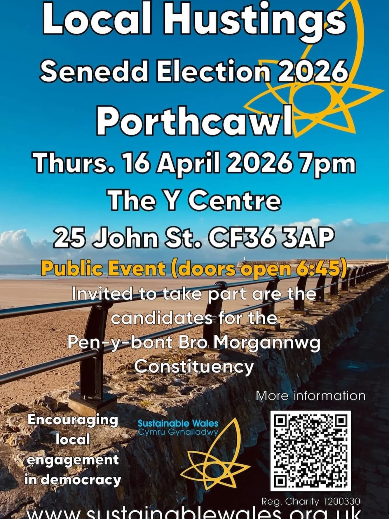 Election hustings in #Porthcawl. Thursday evening from 6:45 doors open. Y Centre John Street. #senedd2026