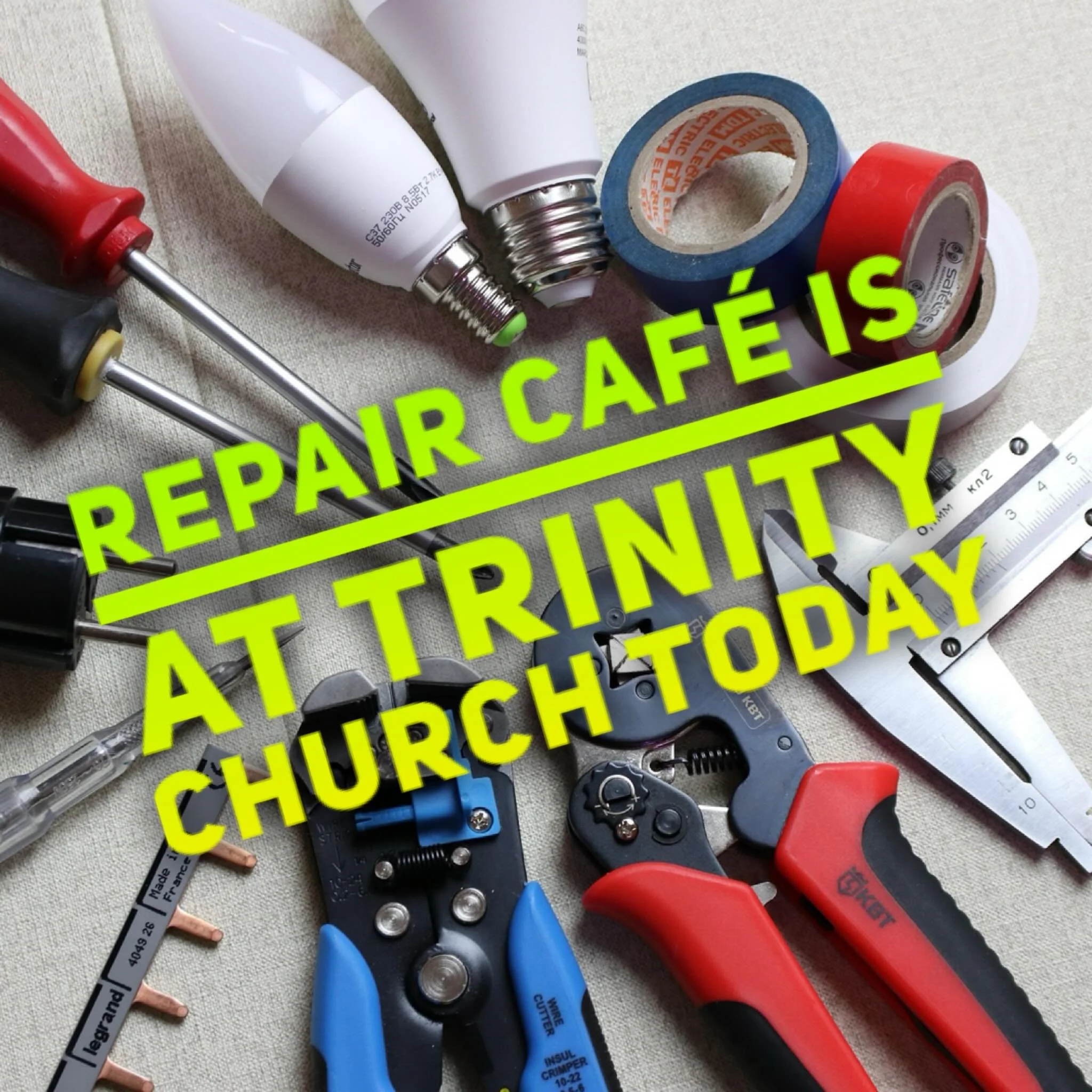 The pop-up repair caf&eacute; is at Trinity Church today