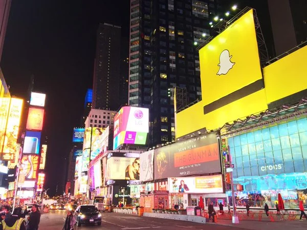 Snapchat in Times Square.