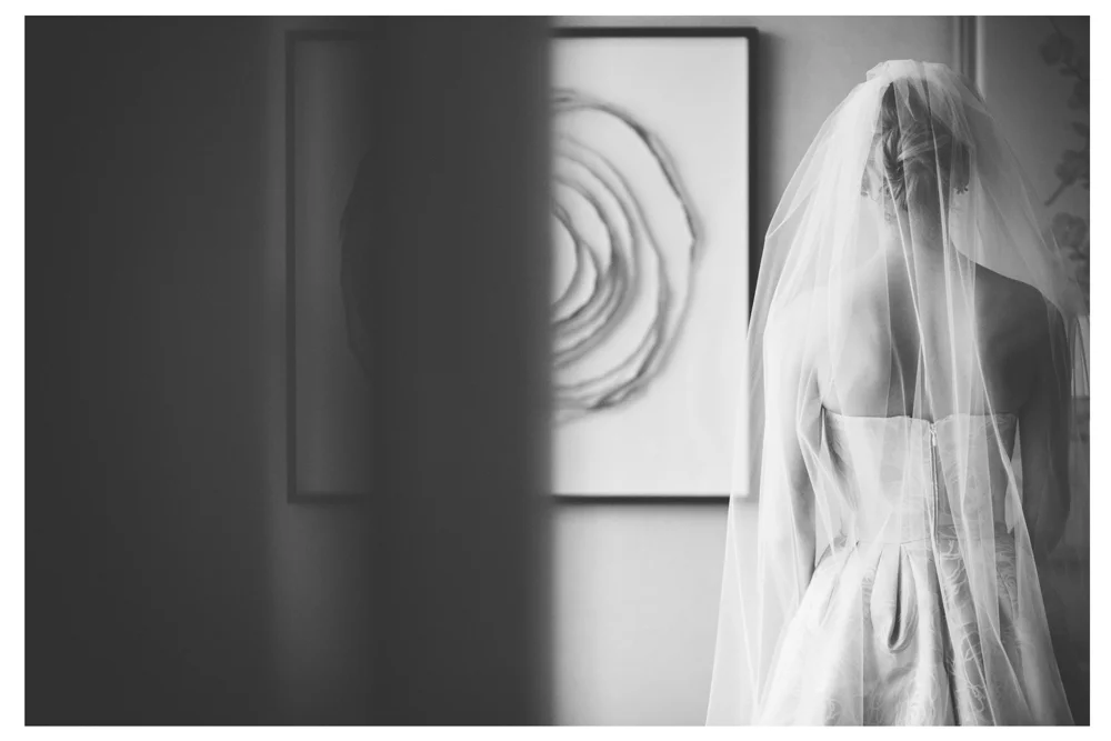 Bride ready at Four Seasons Toronto waiting for groom.