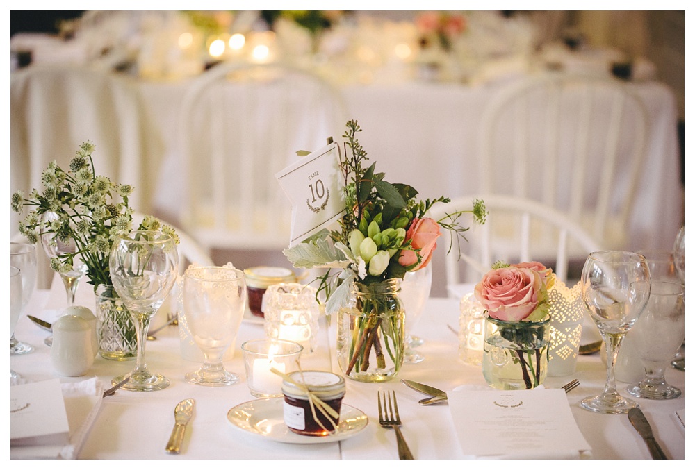 Wildflower centrepiece at the briars wedding.