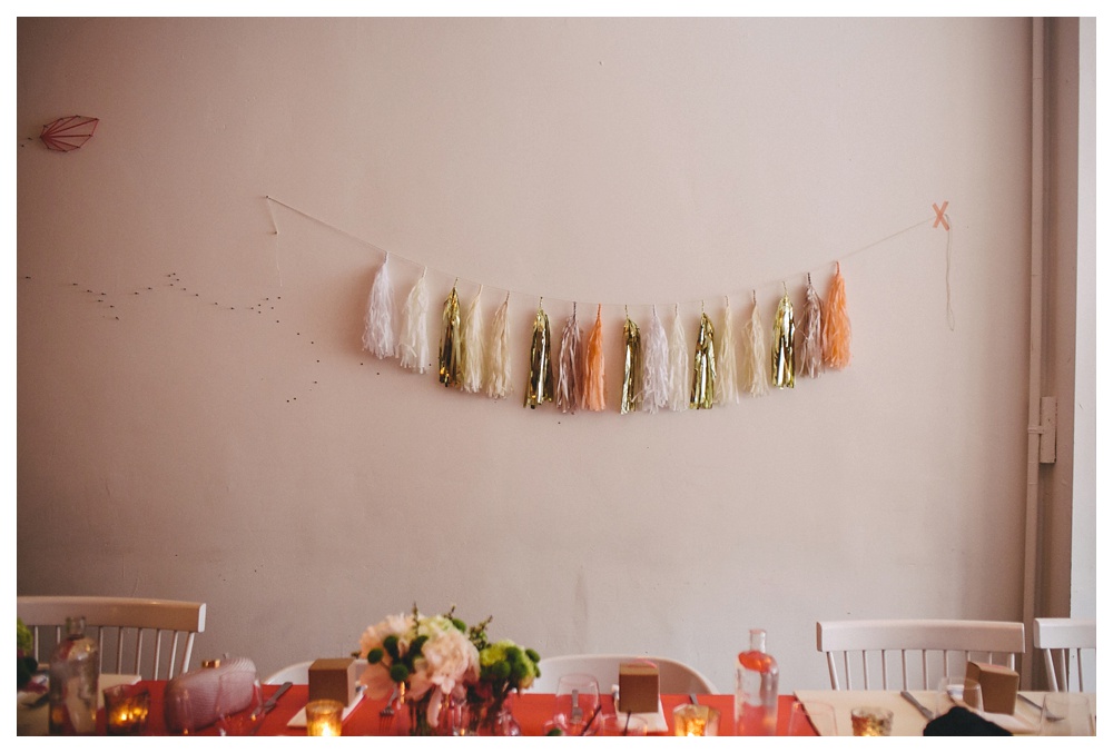 Gold tassels decorate L'Ouvrier restaurant for a wedding in Toronto.