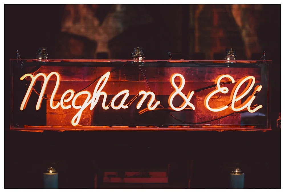 Neon sign for a wedding at Brickworks Toronto
