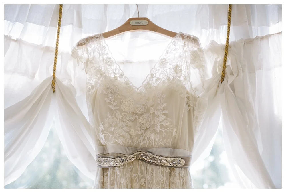 BHLDN wedding dress at Label and Crow hair salon Toronto