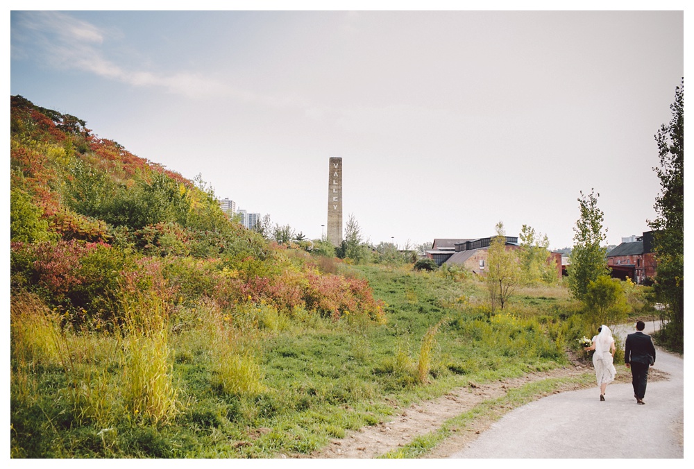 063-unique-wedding-photos-Toronto-Brickworks-walking.JPG