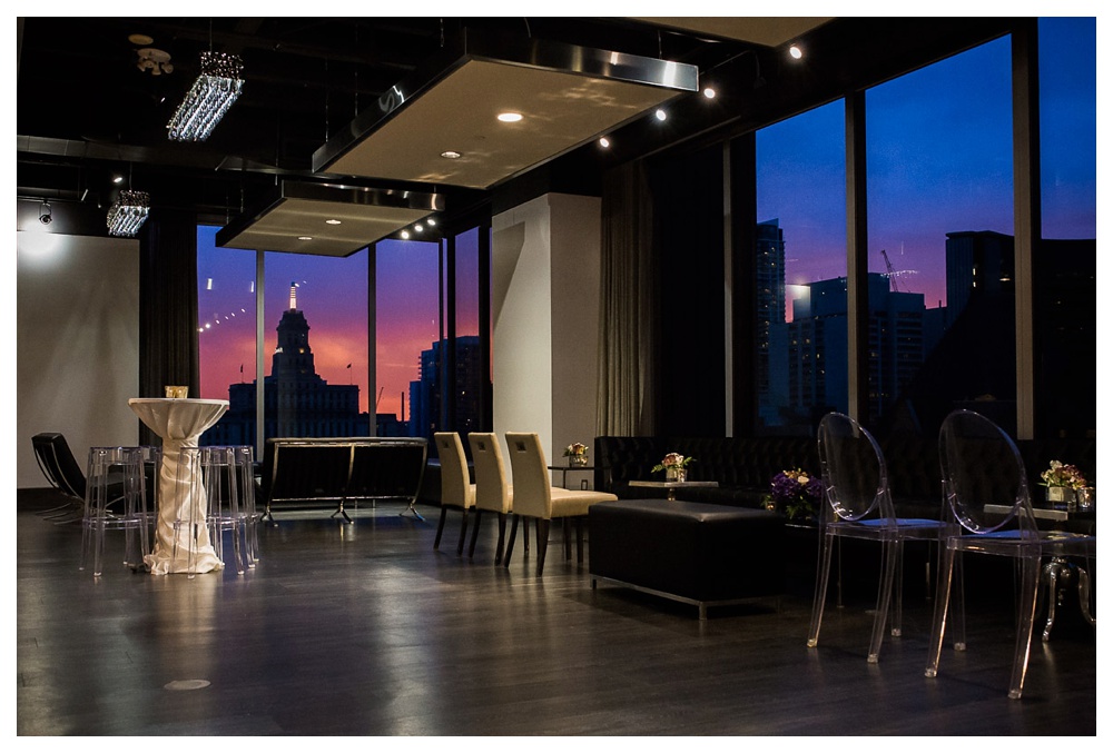 wedding, reception, Toronto, Arcadian Court, sunset, city sunset, elegant, intimate, classic, urban, modern,