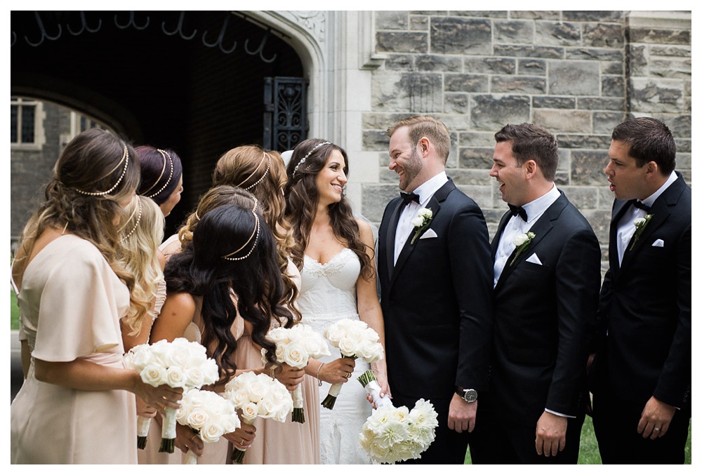 White Toronto, luxe, wedding, wedding dress, Gardiner Museum, 99 Sudbury, Ashley Lindzon, wedding party, bridesmaids, Toronto, University of Toronto, flowers, bouquet