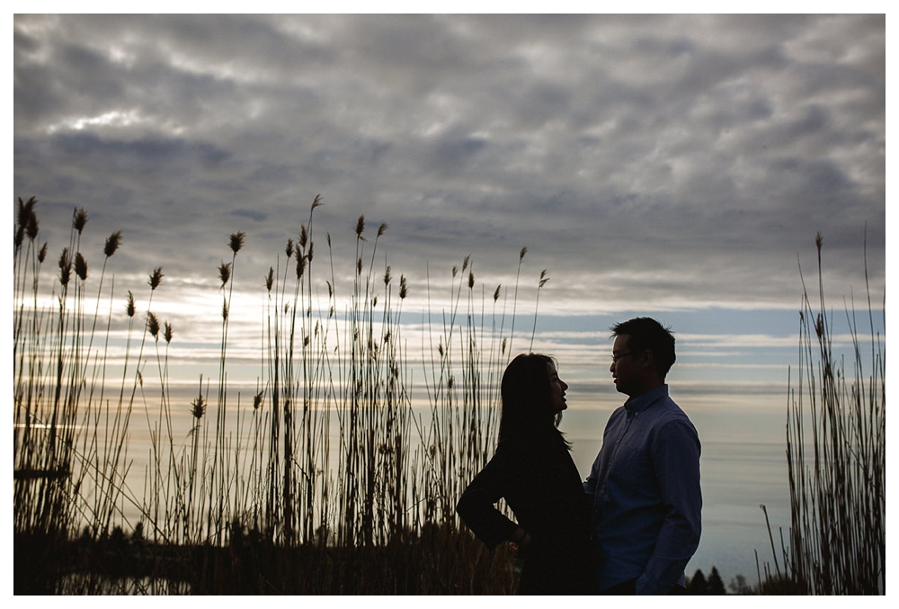 Sunrise engagement photo shoot at the Scarborough Bluffs. 