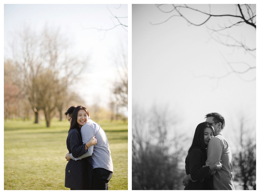 The bride's smile and joy is brighter than the sunshine in the park of Scarborough Bluffs on this spring day. 