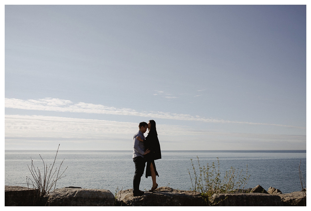 Love will take you higher, under the bright sunny spring sky of the engagement photos in Toronto