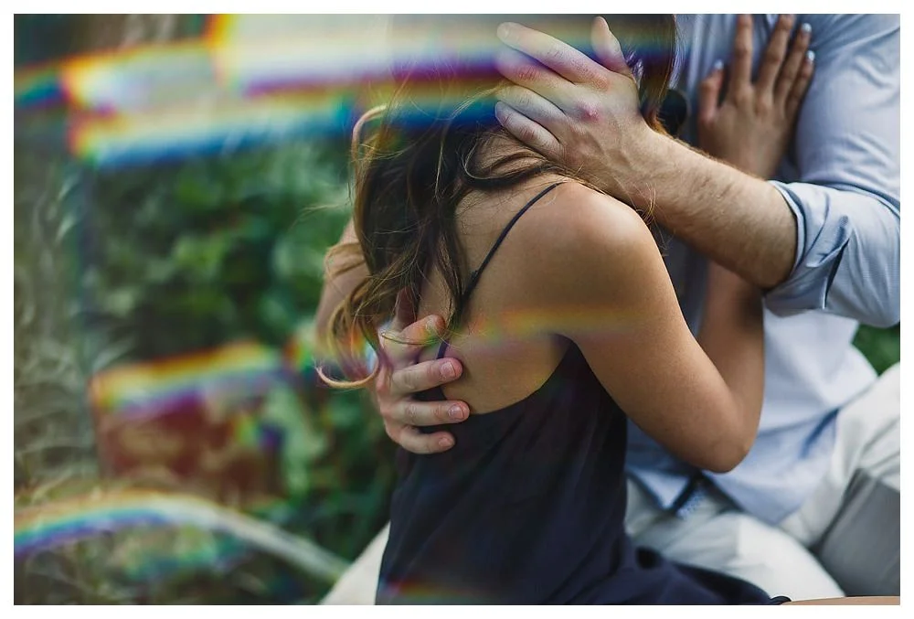 His double embraces marks his love for his bride to be and their life together. 