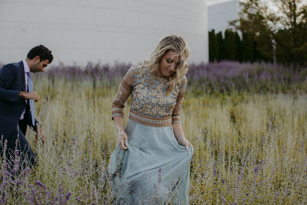 Couple exploring Aga Khan for engagement shoot.