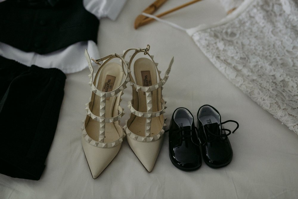 Bride and baby shoes at Toronto wedding.