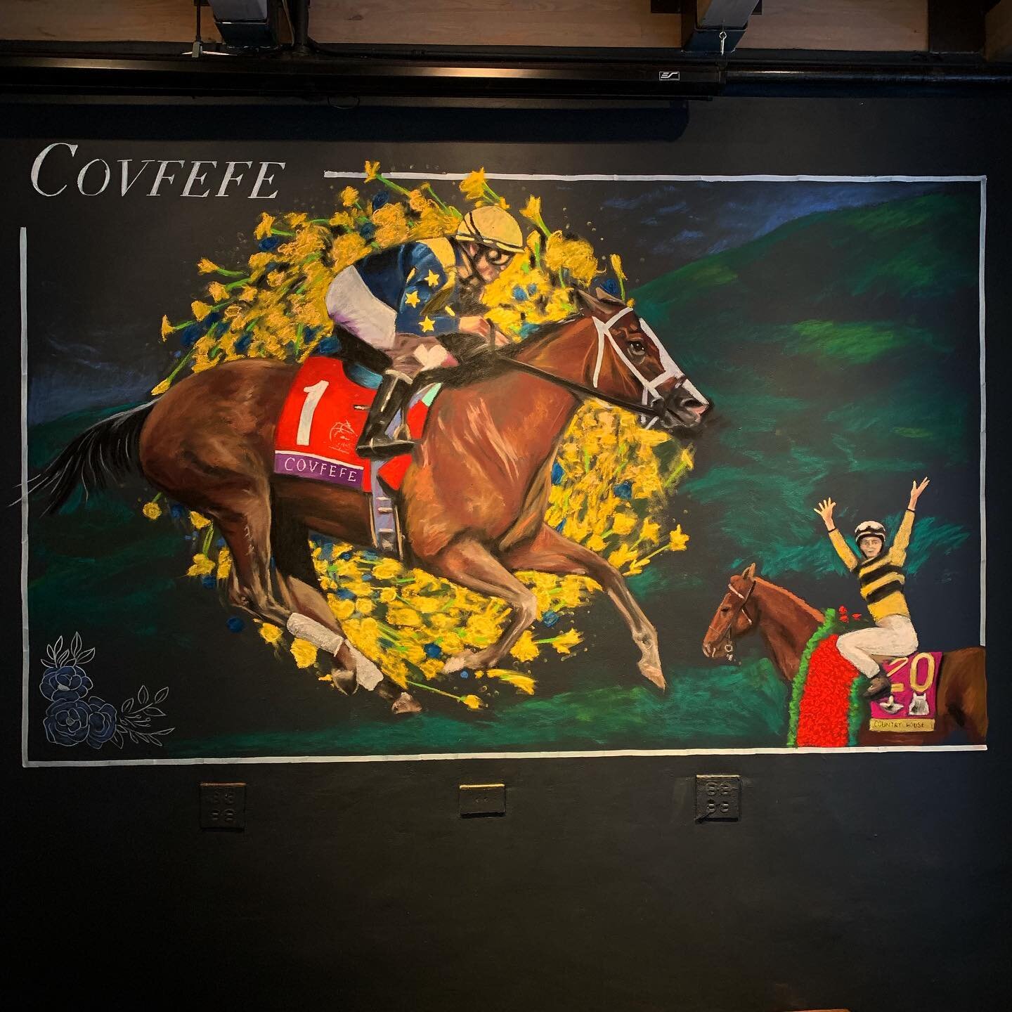 Off to the races #covfefe #breederscup #champion #countryhouse #horses #chalk #chalkart #chalkboardart @littleowlevents