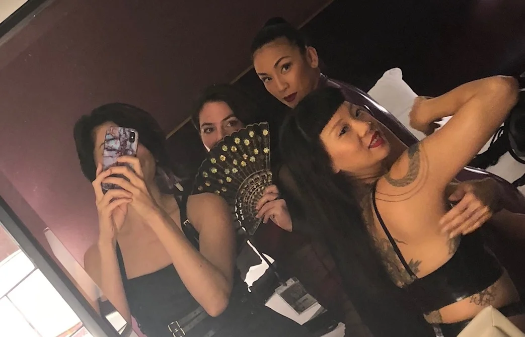 Yuki, Lucy, Dia, and I getting ready to head to the DomCon Social