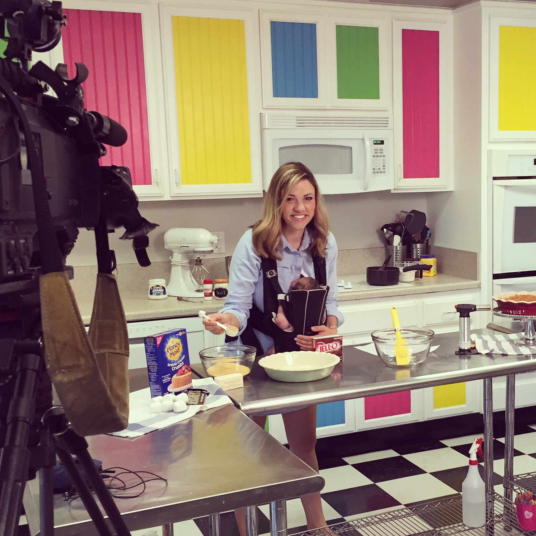 Back in the kitchen with my 3 week old.