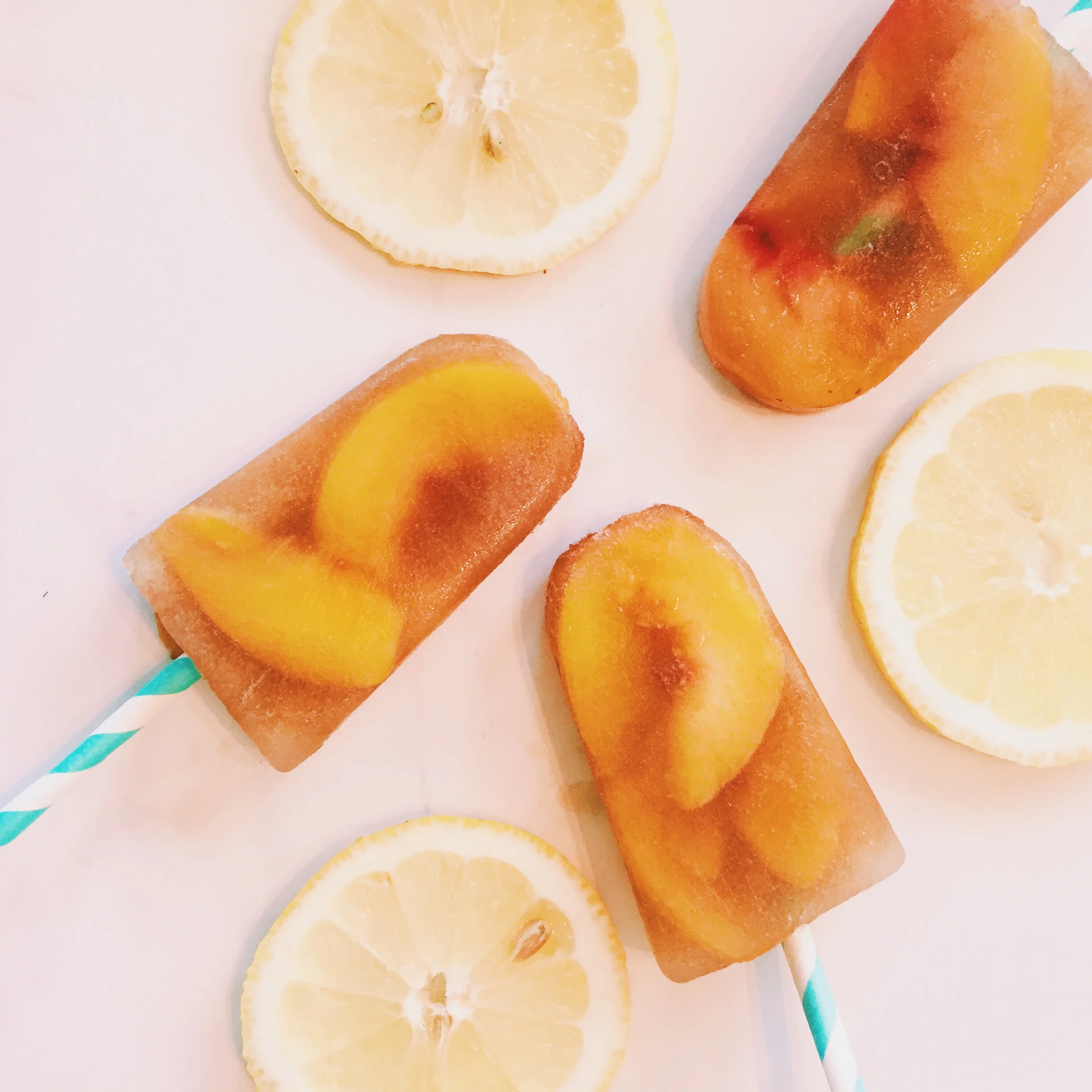 Sun kissed peach popsicles 