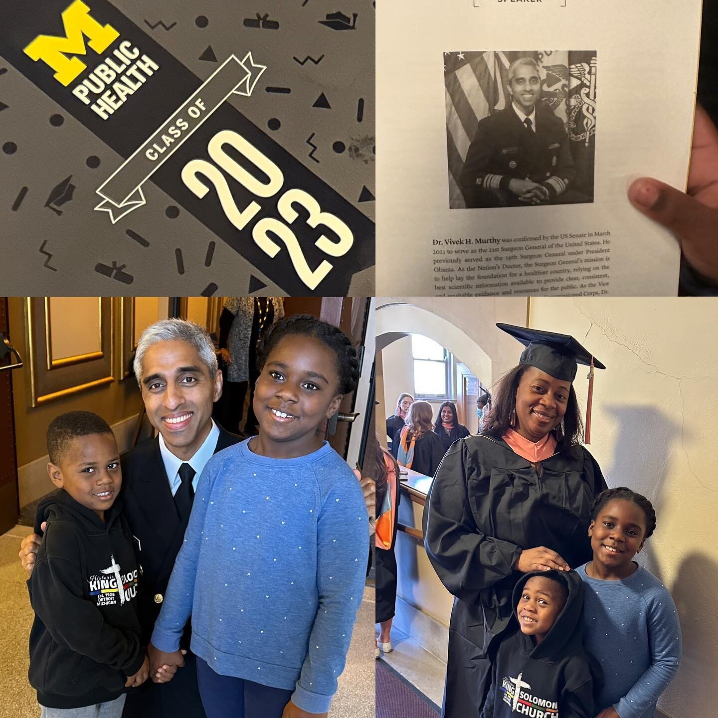 That day the Williams children traveled to @umichsph for mommies graduation and decided to have a little conversation with the @u.s.surgeongeneral before his speech congrats to mommie.. @eyedrelam #goblue