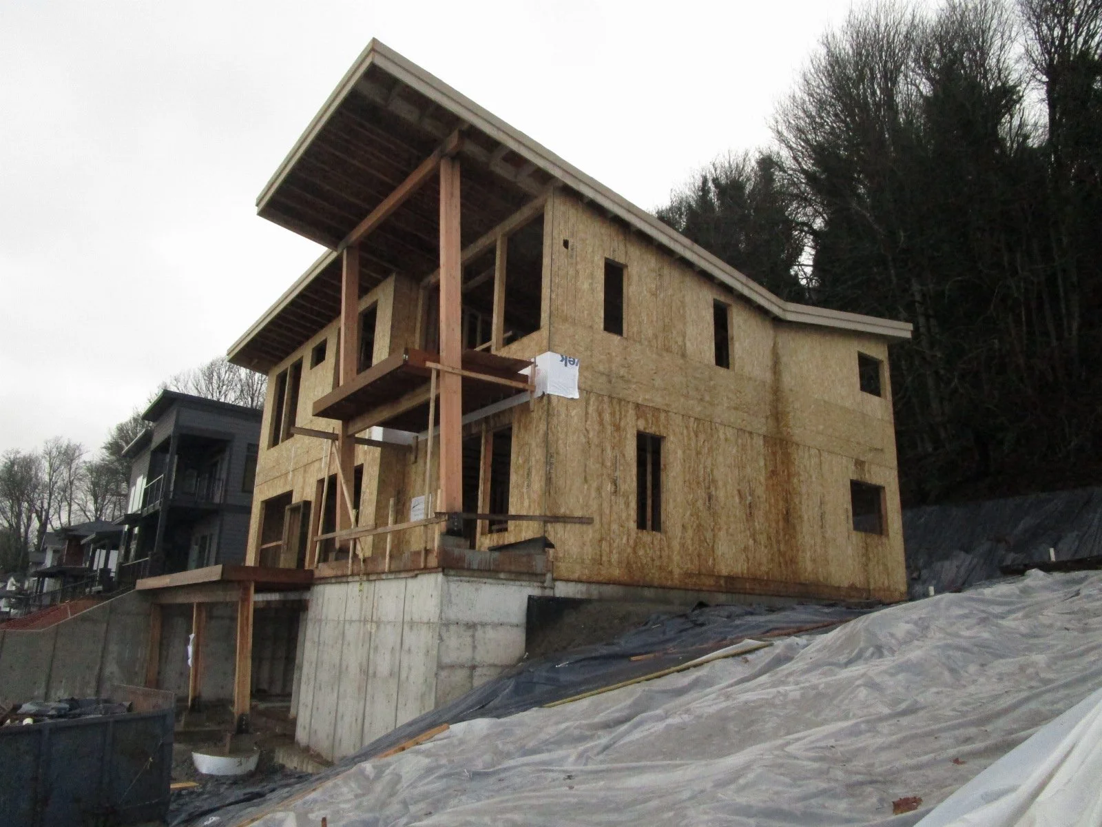 House mostly framed.