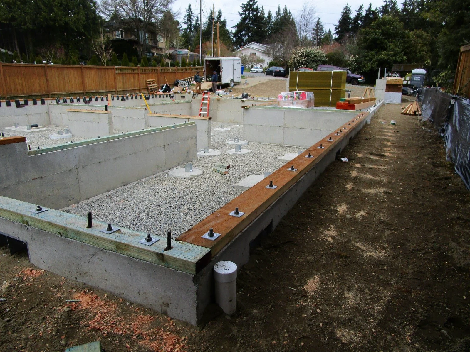 Foundation in, ready for floor framing.