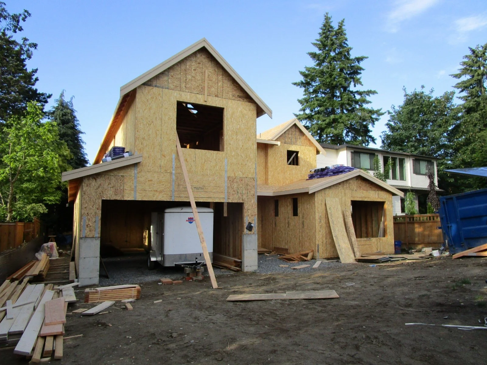 House mostly framed.