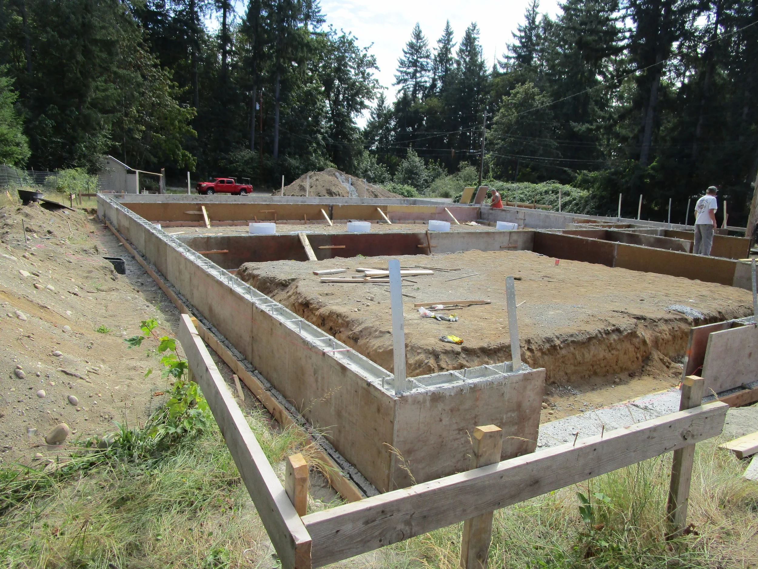 Formwork for foundations are set for the pour.