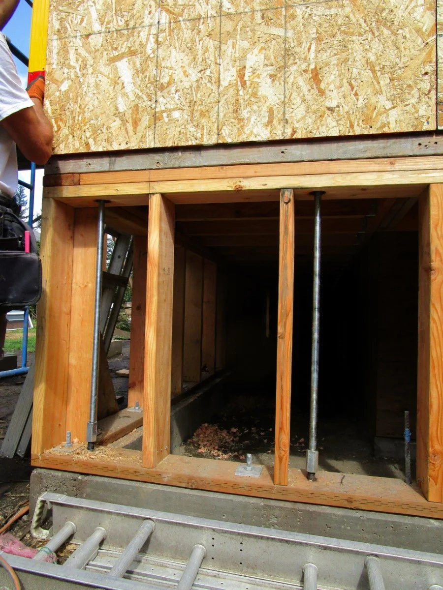 View of some of the seismic retrofit work in the pony walls.