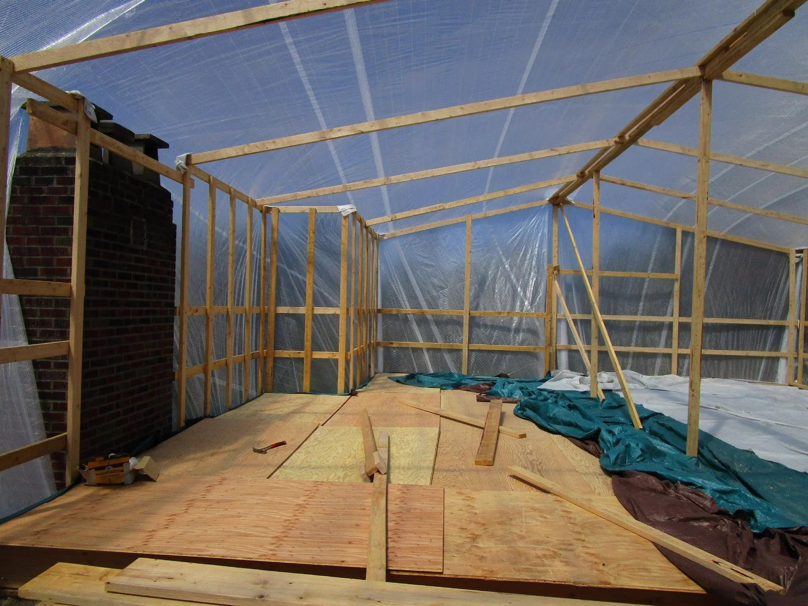 Work on the new second floor begins.