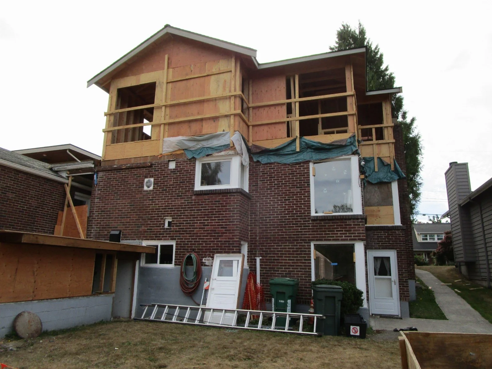 New work viewed from the back yard view side.