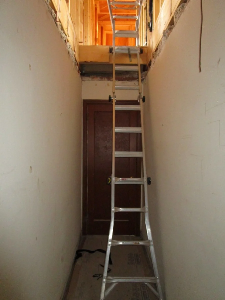 Old hallway will serve as the new stairway to the second floor.
