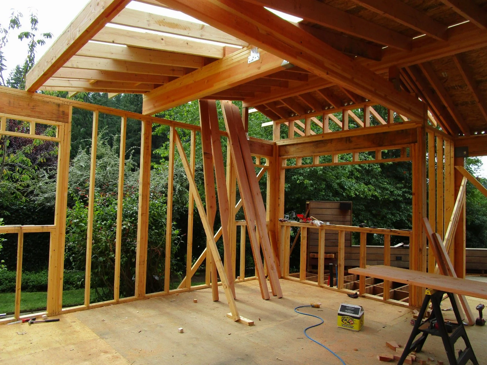 Kitchen area being rebuilt.