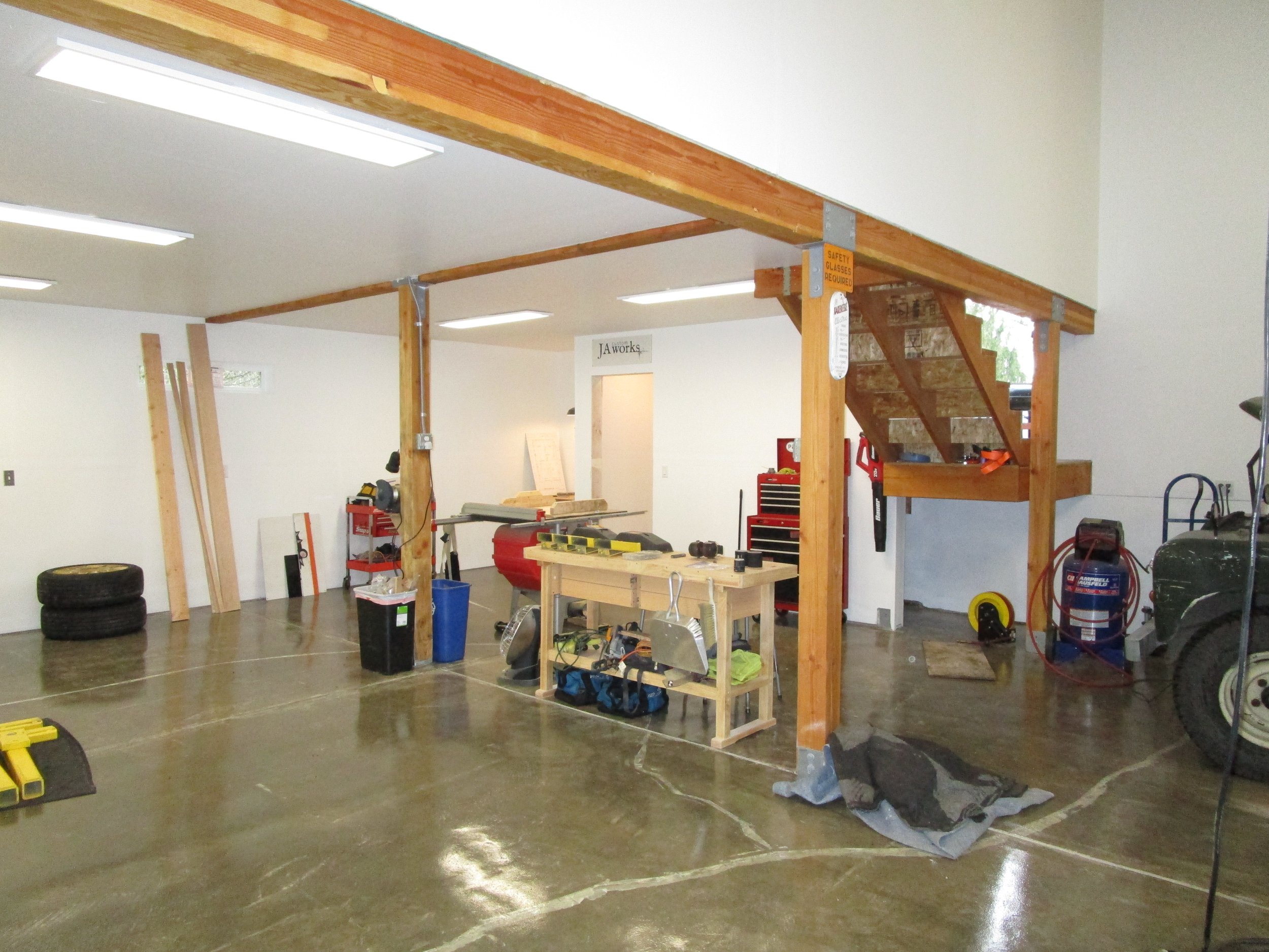 Setting up the lower work area.