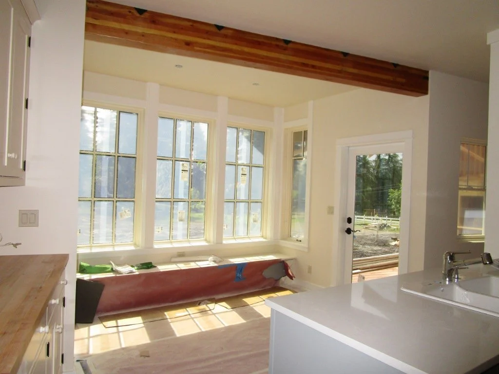 The southern facing eating nook taking shape.