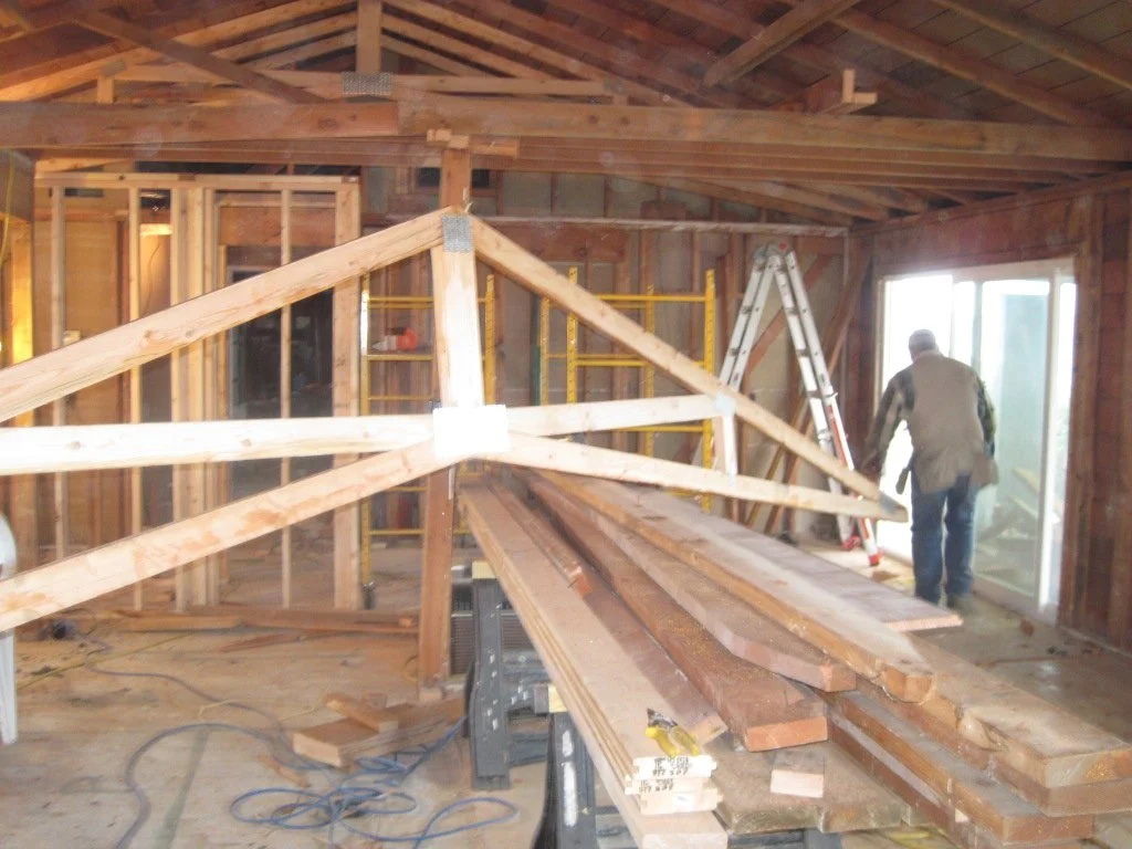 Each scissor truss is walked into the Great Room.