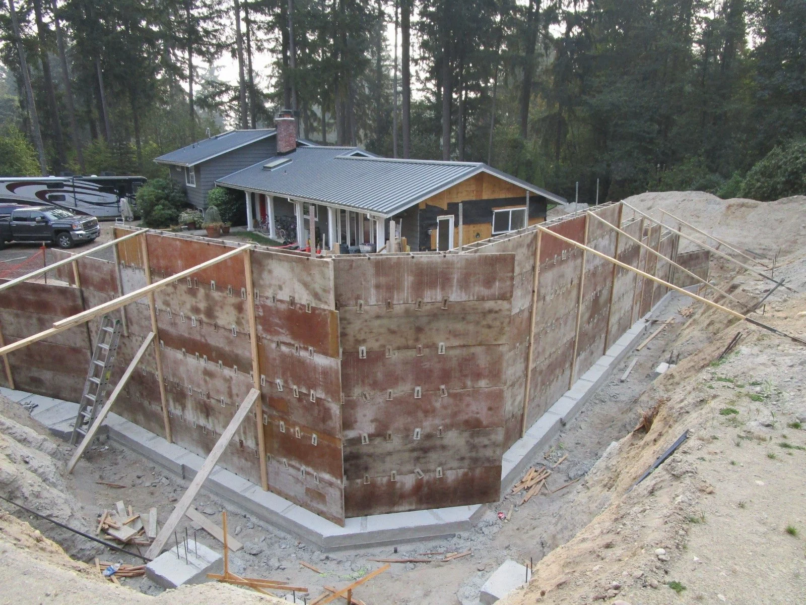 Walls getting ready for concrete.