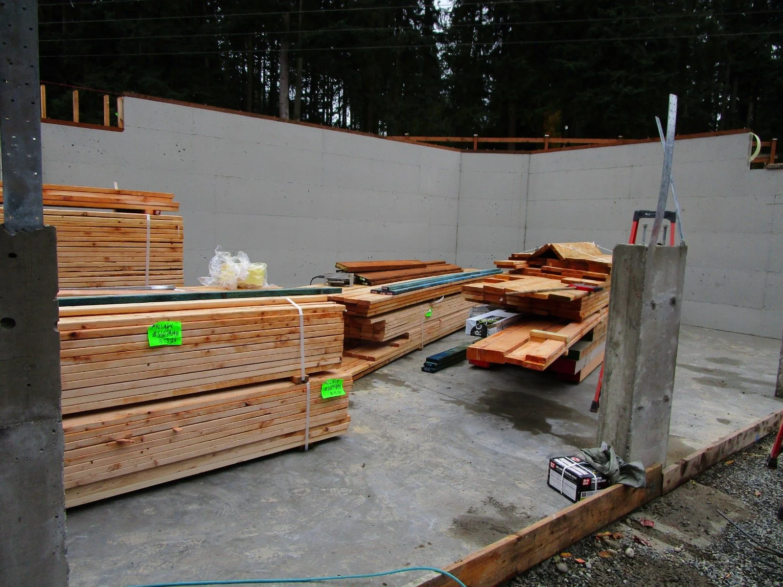 Loads of lumber starts to arrive.