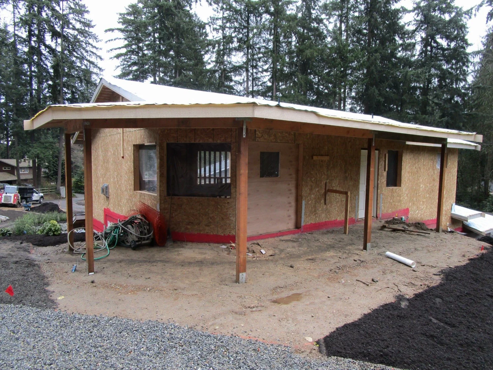 Upper ADU can walk out onto upper grade.