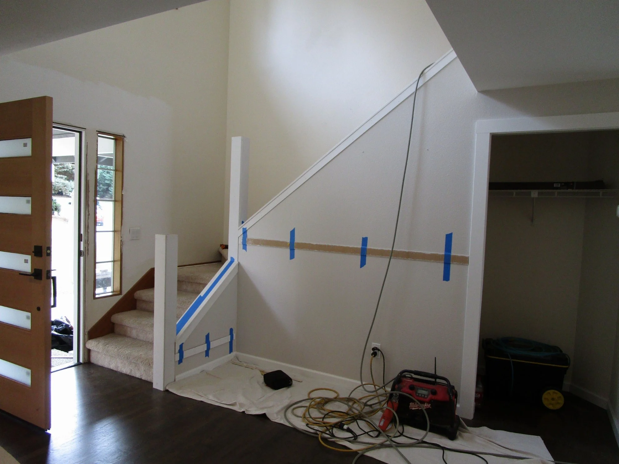 Prepping for new stair railing.