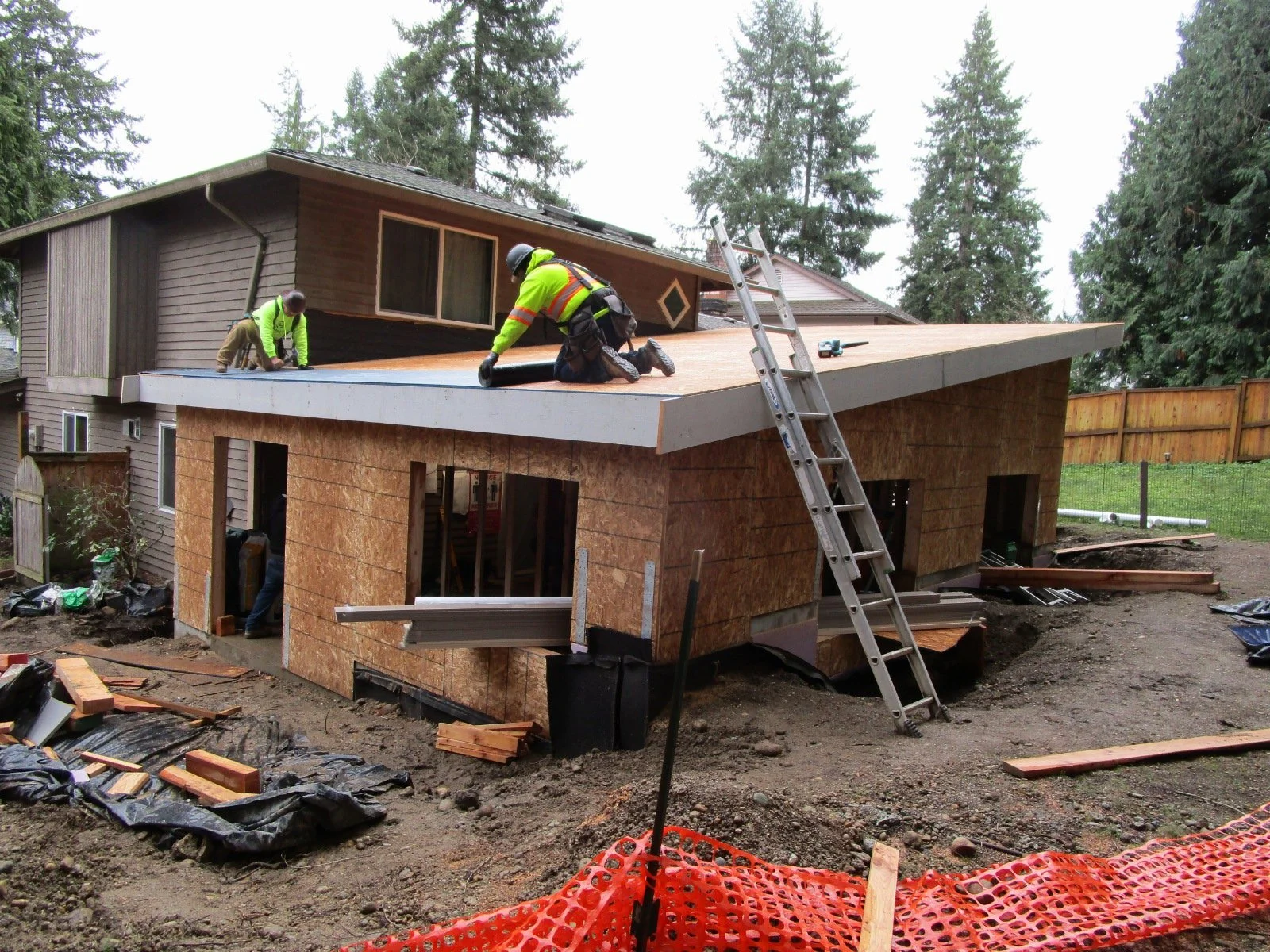 Roofers getting started.