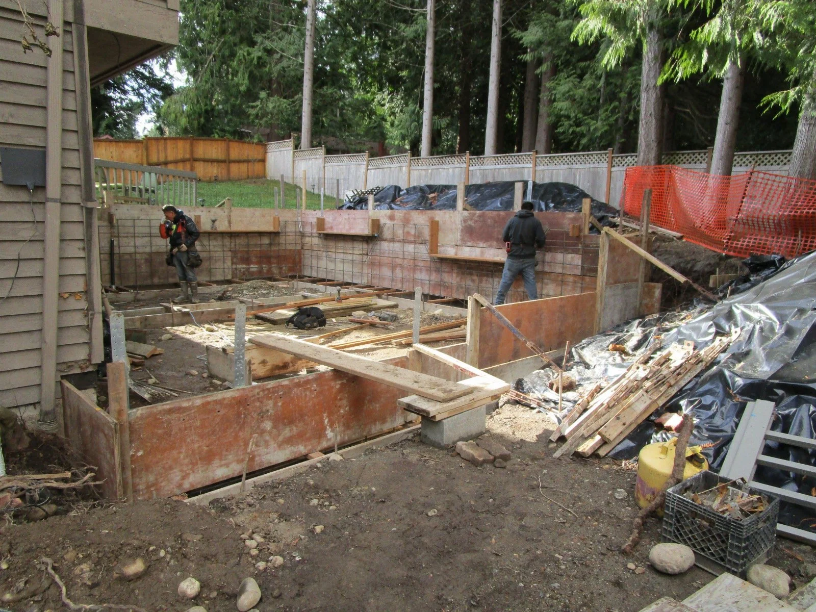 Formwork for the foundation being set.