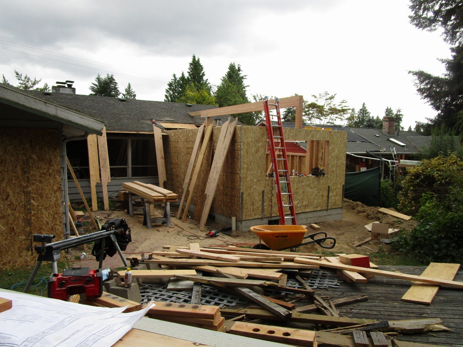 Back bedroom addition framing up.