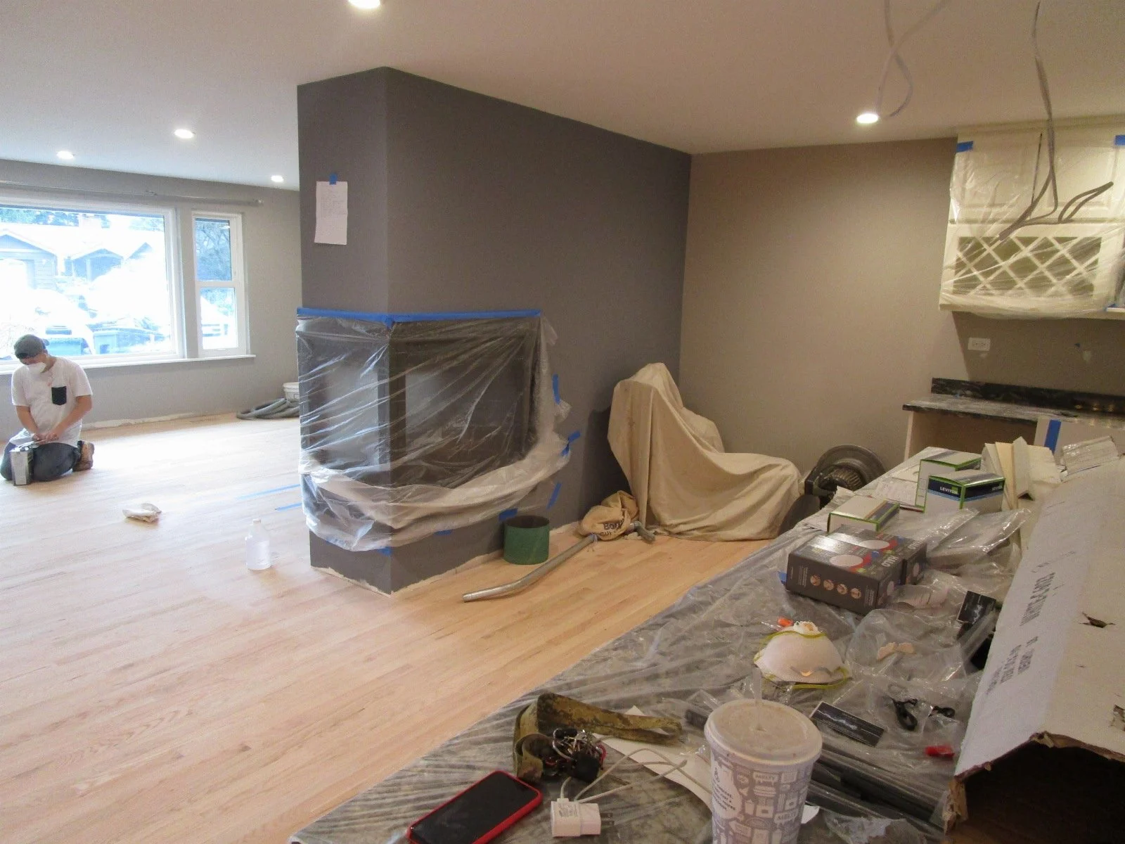 The focal point is this 3 sided fireplace.