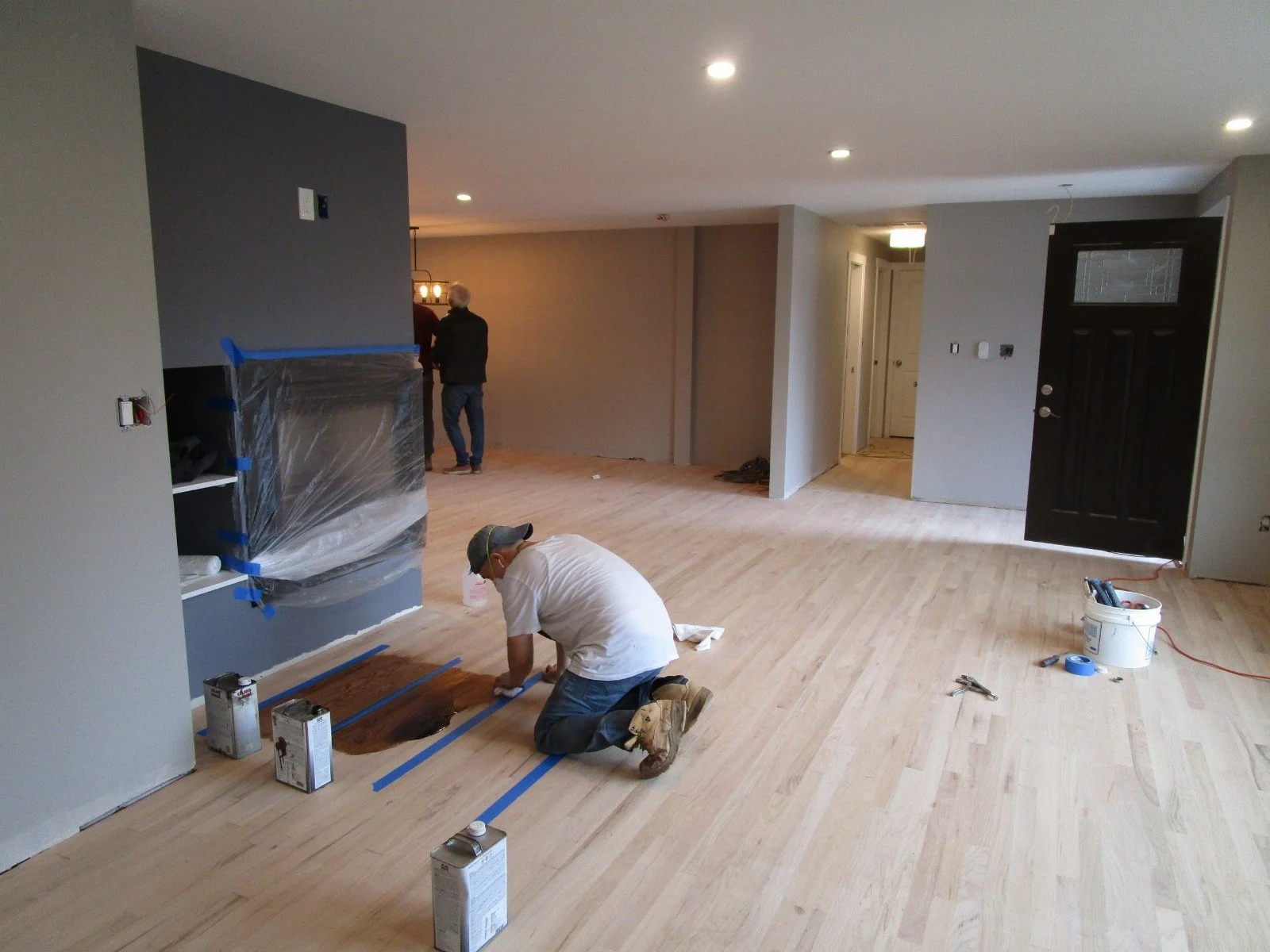 Doing some test colors for the hardwood staining.