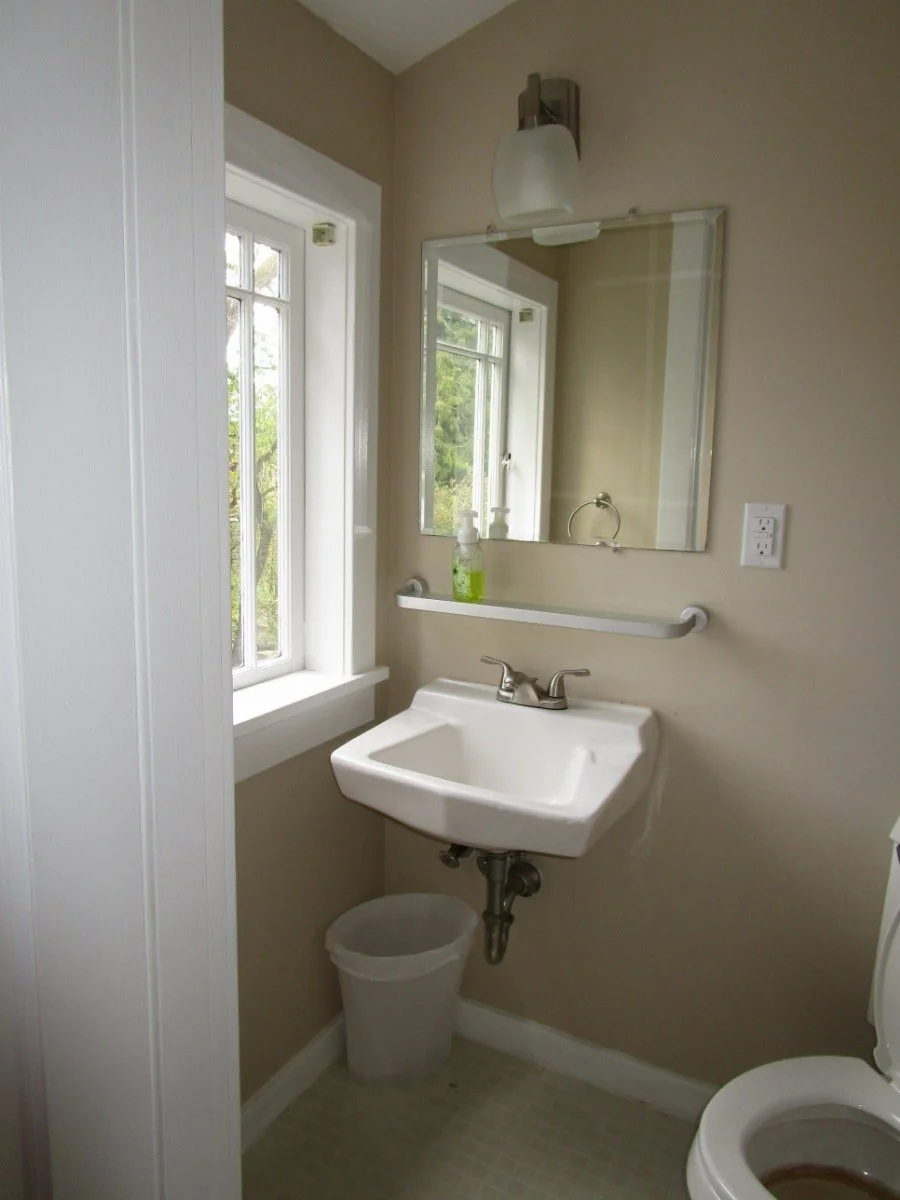 Old bath at dormer to be enlarged and remodeled.