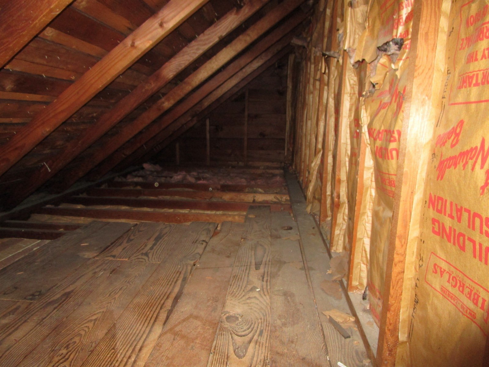View of some of the original bones. 2x4 roof rafters.