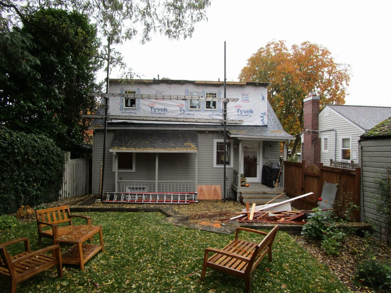 New dormer taking shape on the outside.