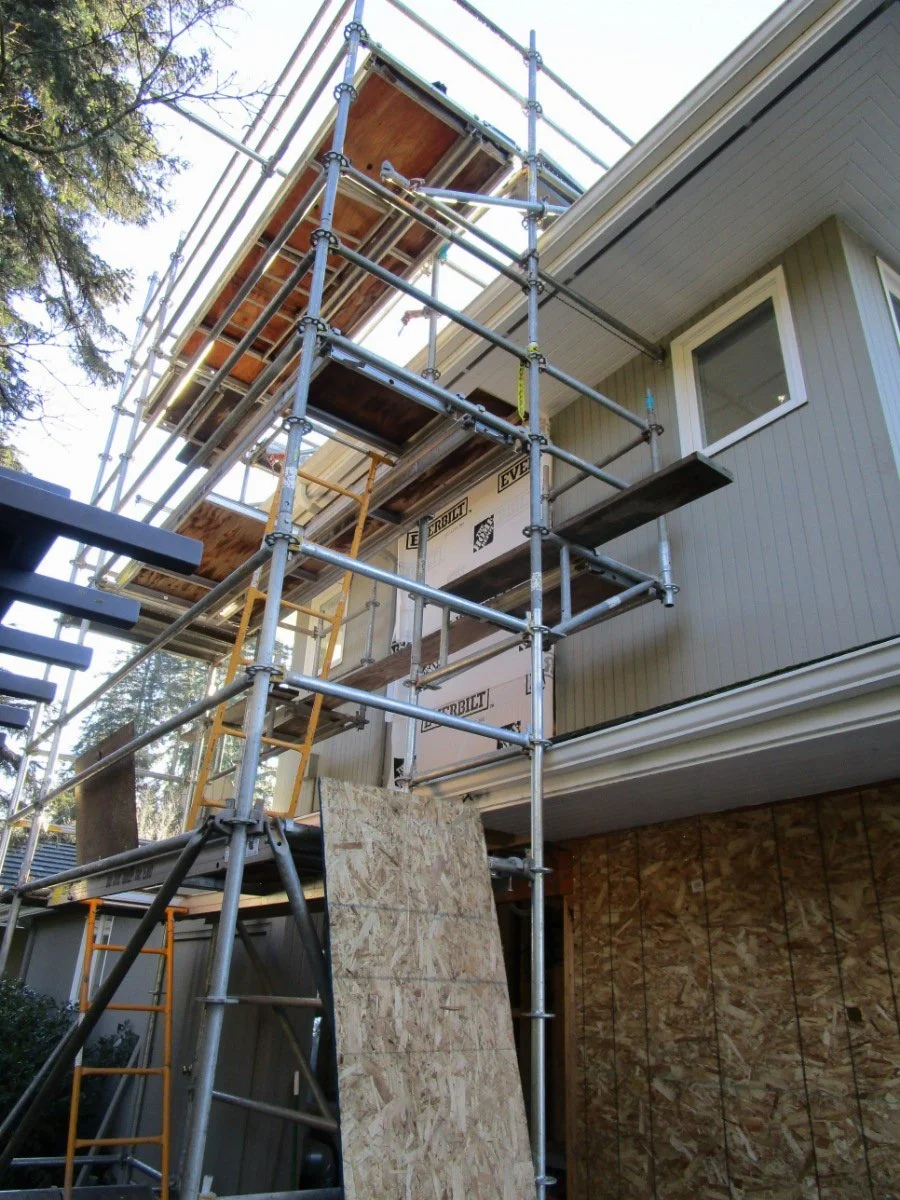Fast forward and the masonry is taken out. Then, the exterior needs to be repaired with new siding and other trim bits so it looks like a chimney was never there. The trades that do this restoration w
