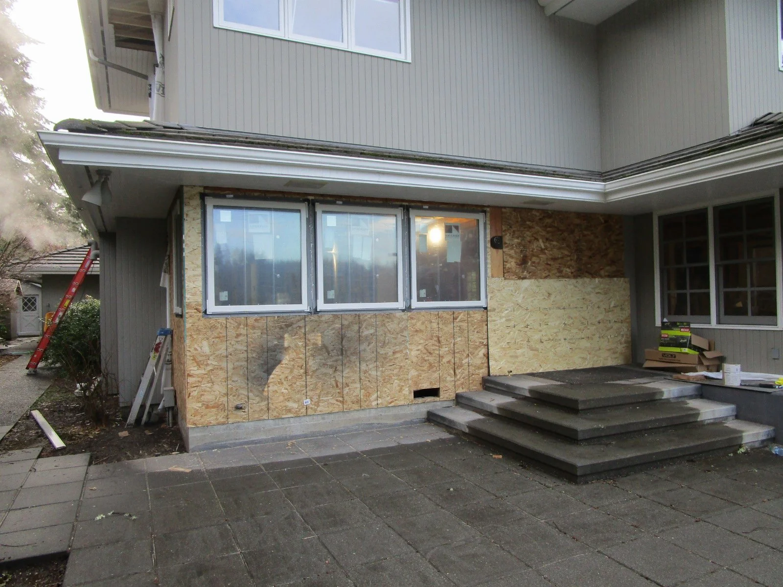 New windows for the kitchen. The sill is higher to account for the new lower cabs that will go in.
