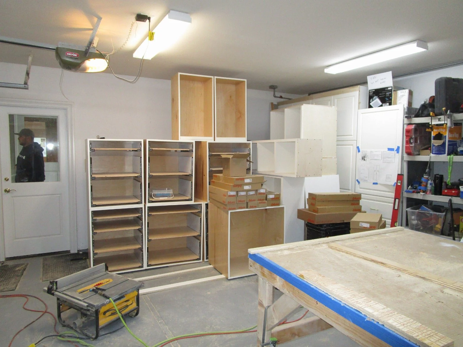 There are new cabinet boxes everywhere being prepped to load into the house. It's going to be about the biggest set of cabinets in one of my projects.