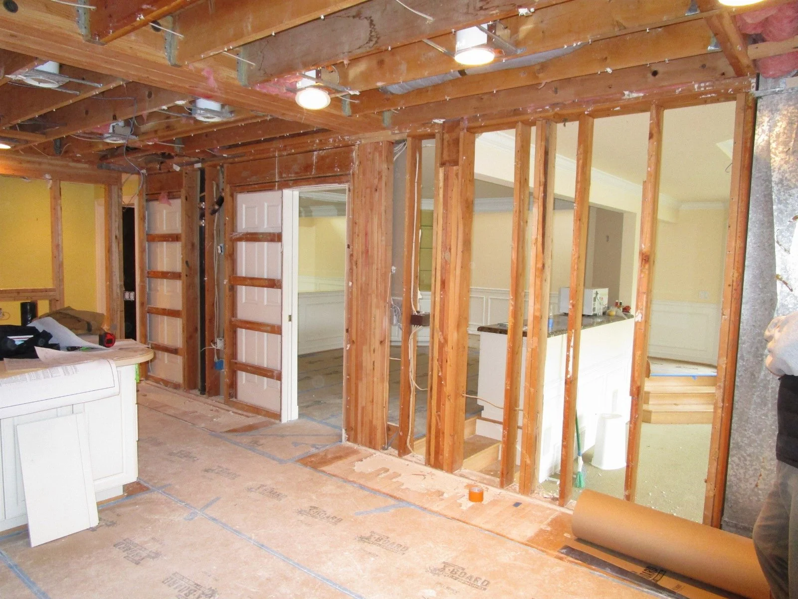 Demo has started, not as many service lines to deal with in this wall.